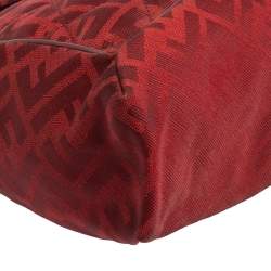 Fendi Red Quilted Zucca Canvas and Leather Maxi Baguette Flap Shoulder Bag