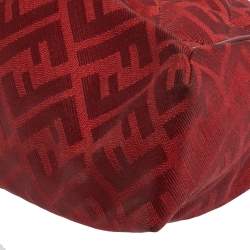Fendi Red Quilted Zucca Canvas and Leather Maxi Baguette Flap Shoulder Bag