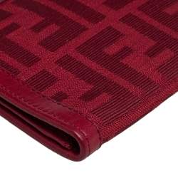 Pre Owned Fendi Red Zucca Canvas and Leather Flap Continental Wallet