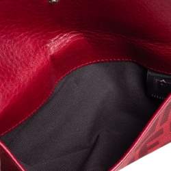 Pre Owned Fendi Red Zucca Canvas and Leather Flap Continental Wallet