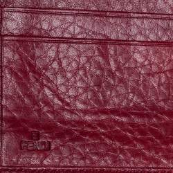 Pre Owned Fendi Red Zucca Canvas and Leather Flap Continental Wallet