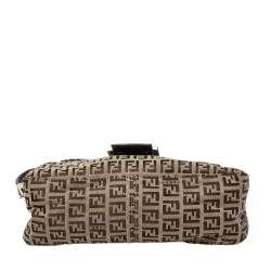 Pre Owned Fendi Beige/Brown Zucchino Canvas and Leather Mama Baguette Bag