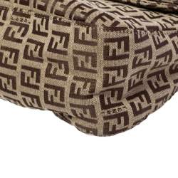 Pre Owned Fendi Beige/Brown Zucchino Canvas and Leather Mama Baguette Bag