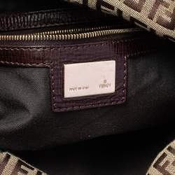 Pre Owned Fendi Beige/Brown Zucchino Canvas and Leather Mama Baguette Bag