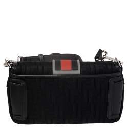 Pre Owned Fendi Black Perforated Neoprene Fabric Convertible Baguette Belt Bag