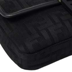 Pre Owned Fendi Black Perforated Neoprene Fabric Convertible Baguette Belt Bag