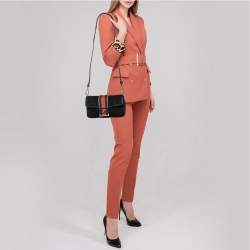 Pre Owned Fendi Black Perforated Neoprene Fabric Convertible Baguette Belt Bag