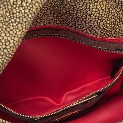Fendi Metallic Gold Brocade Fabric Baguette Bag