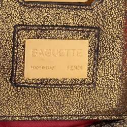 Fendi Metallic Gold Brocade Fabric Baguette Bag