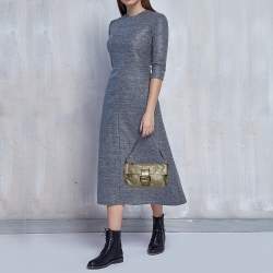 Fendi Metallic Gold Brocade Fabric Baguette Bag