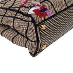 Pre Owned Fendi Multicolor Canvas And Leather Embroidered Peekaboo Top Handle Bag