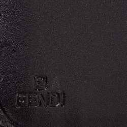 Pre Owned Fendi Tobacco Zucca Canvas and Leather Compact Zip Wallet