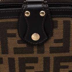 Pre Owned Fendi Tobacco Zucca Canvas and Leather Compact Zip Wallet