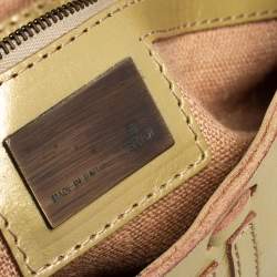 Pre Owned Fendi Gold Zucca Leather Whipstitched Baguette Flap Bag