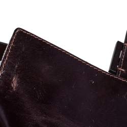 Pre Owned Fendi Beige/Brown Leather and Beaded Baguette Flap Bag