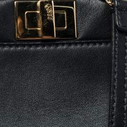 Pre Owned Fendi Black Leather Micro Peekaboo Crossbody Bag