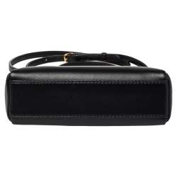 Pre Owned Fendi Black Leather Micro Peekaboo Crossbody Bag