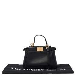 Pre Owned Fendi Black Leather Micro Peekaboo Crossbody Bag
