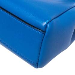 Pre Owned Fendi Blue Leather Micro Peekaboo Crossbody Bag