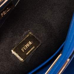 Pre Owned Fendi Blue Leather Micro Peekaboo Crossbody Bag