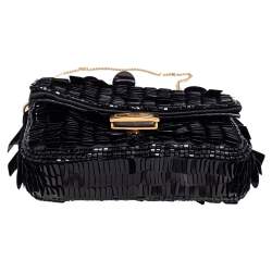 Fendi Black Sequin Nano Baguette Crossbody Bag