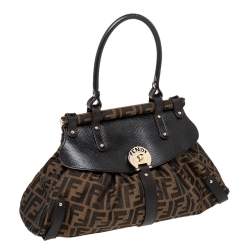 Pre Owned Fendi Tobacco Zucca Canvas and Leather Magic Shoulder Bag