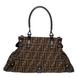 Pre Owned Fendi Tobacco Zucca Canvas and Leather Magic Shoulder Bag