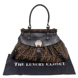 Pre Owned Fendi Tobacco Zucca Canvas and Leather Magic Shoulder Bag