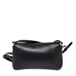 Pre Owned Fendi Black Leather and Fur Micro Monster Baguette Bag