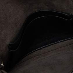 Pre Owned Fendi Black Leather and Fur Micro Monster Baguette Bag