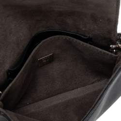 Pre Owned Fendi Black Leather and Fur Micro Monster Baguette Bag