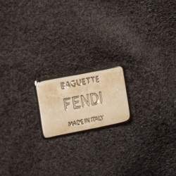 Pre Owned Fendi Black Leather and Fur Micro Monster Baguette Bag