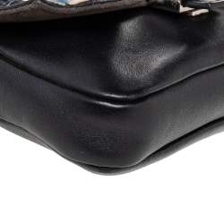 Pre Owned Fendi Black Leather and Fur Micro Monster Baguette Bag