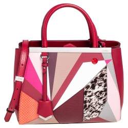 Pre Owned Fendi Multicolor Mixed Media Small 2Jours Tweet Tote