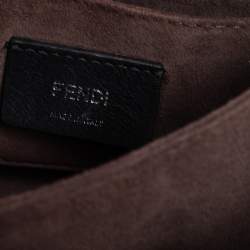 Pre Owned Fendi Peach Spike Embroidered Leather Small Kan I Shoulder Bag
