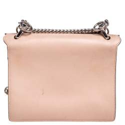 Pre Owned Fendi Peach Spike Embroidered Leather Small Kan I Shoulder Bag