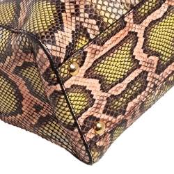 Pre Owned Fendi Tri Color Python Medium Peekaboo Top Handle Bag