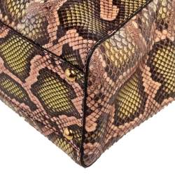 Pre Owned Fendi Tri Color Python Medium Peekaboo Top Handle Bag