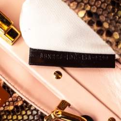 Pre Owned Fendi Tri Color Python Medium Peekaboo Top Handle Bag