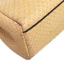 Pre Owned Fendi Cream Python Micro Peekaboo Crossbody Bag