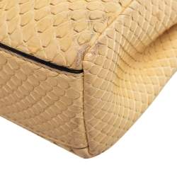 Pre Owned Fendi Cream Python Micro Peekaboo Crossbody Bag