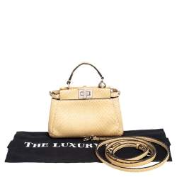 Pre Owned Fendi Cream Python Micro Peekaboo Crossbody Bag
