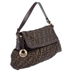 Pre Owned Fendi Tobacco Zucca Canvas and Leather Chef Shoulder Bag