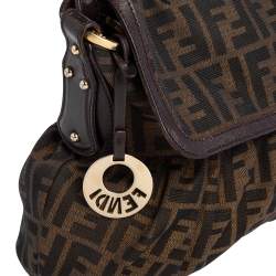 Pre Owned Fendi Tobacco Zucca Canvas and Leather Chef Shoulder Bag