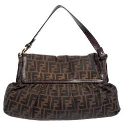 Pre Owned Fendi Tobacco Zucca Canvas and Leather Chef Shoulder Bag