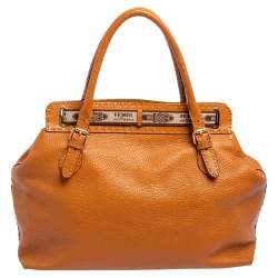 Pre Owned Fendi Tan Selleria Leather Villa Borghese Tote