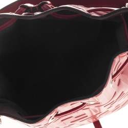 Pre Owned Fendi Red Zucca Leather Mini Mon Tresor Drawstring Bucket Bag