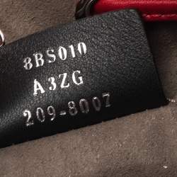 Pre Owned Fendi Red Zucca Leather Mini Mon Tresor Drawstring Bucket Bag