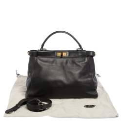 مملوكة مسبقًا Fendi Black Leather Medium Peekaboo Top Handle Bag