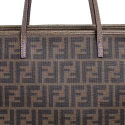 Pre Owned Fendi Tobacco Zucca Coated Canvas Spalmati Roll Shopper Tote